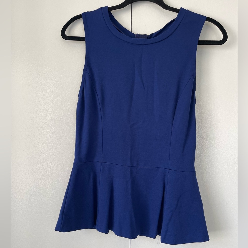 Aritzia Wilfred Blue Peplum Sleeveless Tank Top